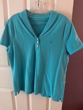 Tommy Hilfiger Turquoise Short-Sleeve Button Polo